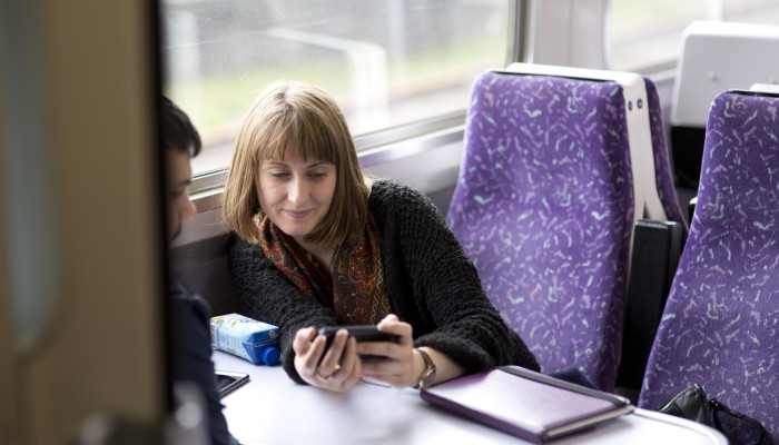 Customers using on-train wifi
