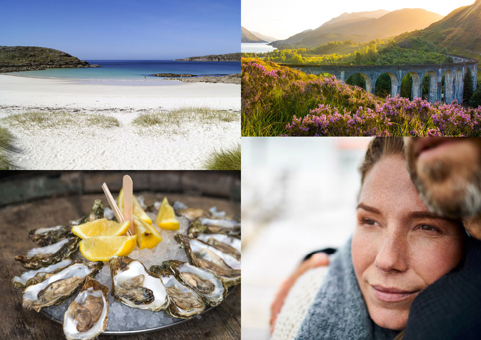 Images of beautiful beaches, landscapes, local seafood food and sharing wonderful experiences together.