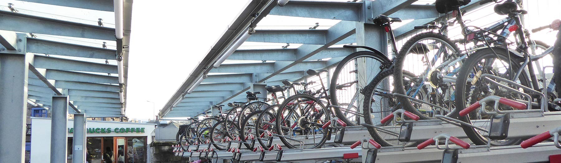 Falco two-tier cycle racks at Haymarket station