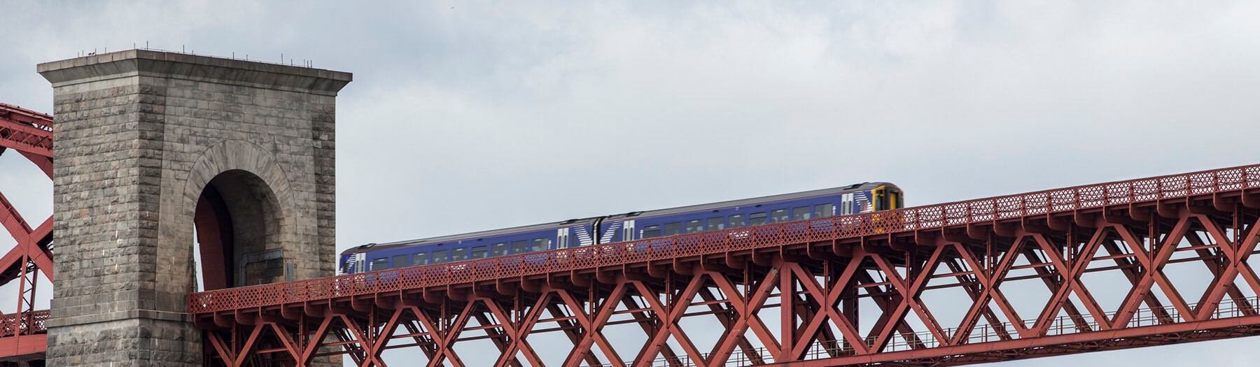 A ScotRail train crossing the Forth Bridge