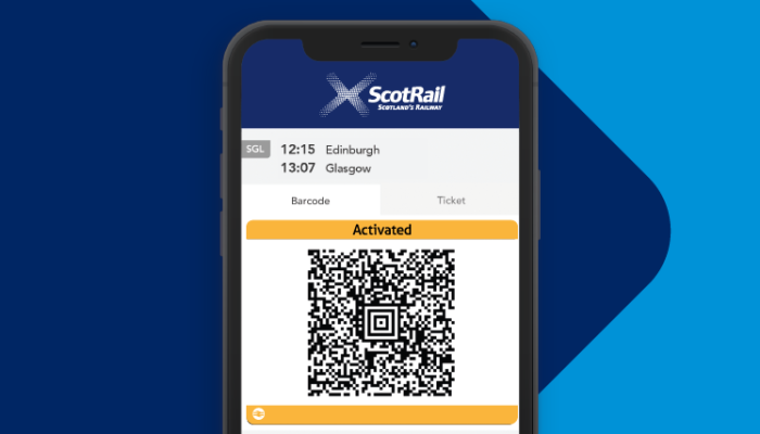 Illustration displaying mobile phone screen with an mTicket