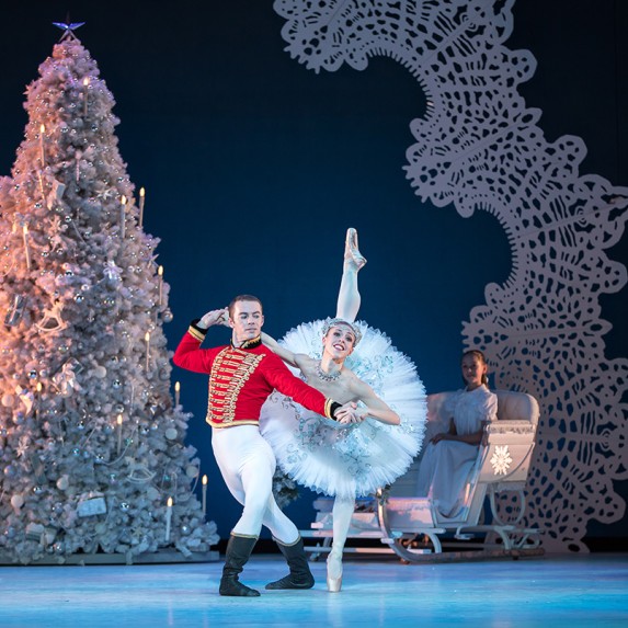 Scottish Ballet's Nutcracker Christopher Harrison as the Prince and Constance Devernay as the Snow Queen in Peter Darrell's The Nutcracker. Photo by Andy Ross.
