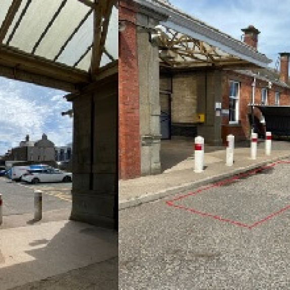 Images displaying the empty space for retail unit at Arbroath station 