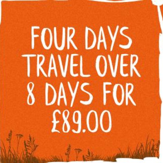 Four days travel over 8 days for £89.