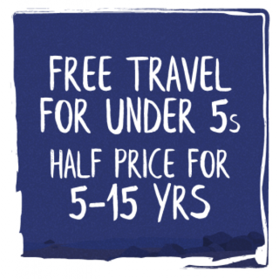 Free travel for under 5s, Half price for 5-15 years