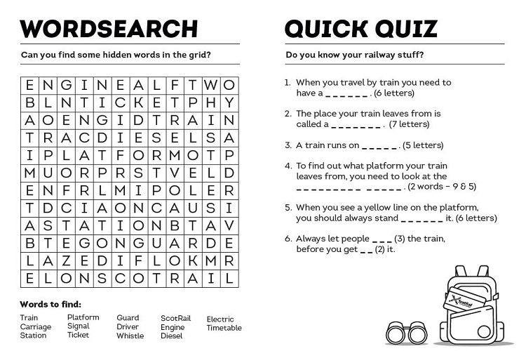 Wordsearch and quiz