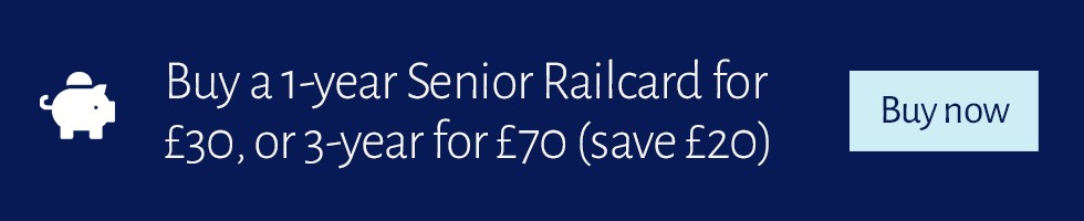 Buy a 1 year Senior Railcard for £30 or a 3 year for £70 (save £20). Buy now.