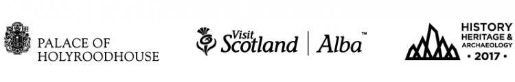 Partner logos: Palace of Holyroodhouse, VisitScotland, History Heritage and Archeology 2017